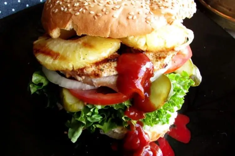 Grilled Chicken Burger with Pineapple