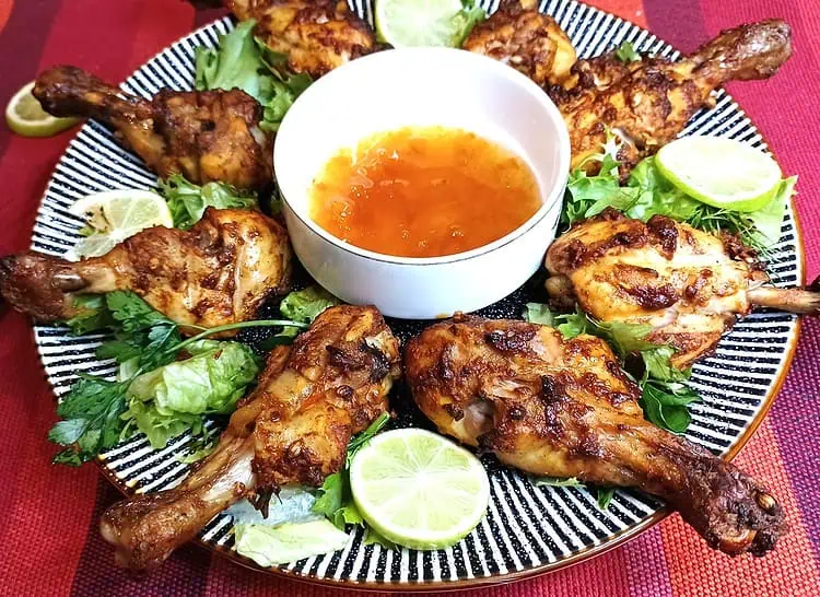 Marinated Tondori Chicken Drumsticks with Peach Chutney